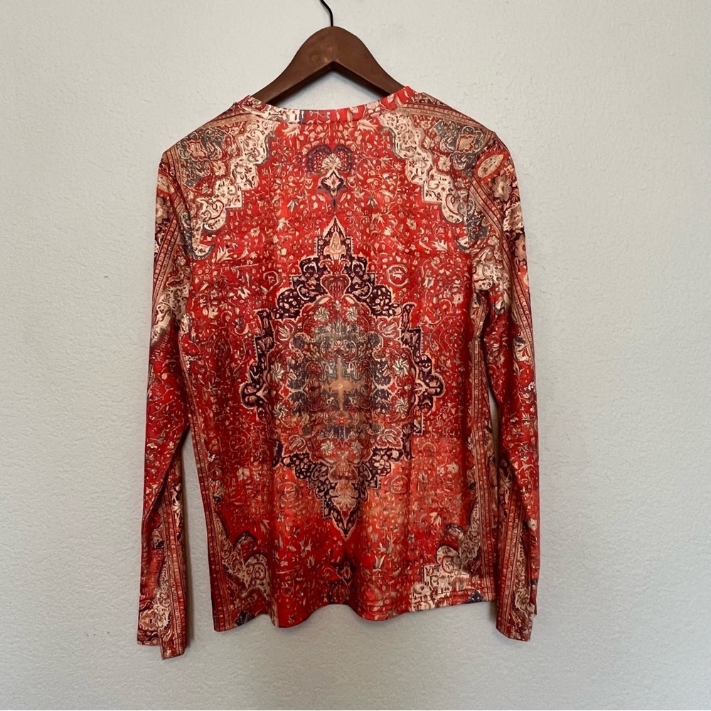 Noracora Colorful Patterned Boho Graphic Long Sleeve Top Women's Medium NWT - Picture 5 of 10
